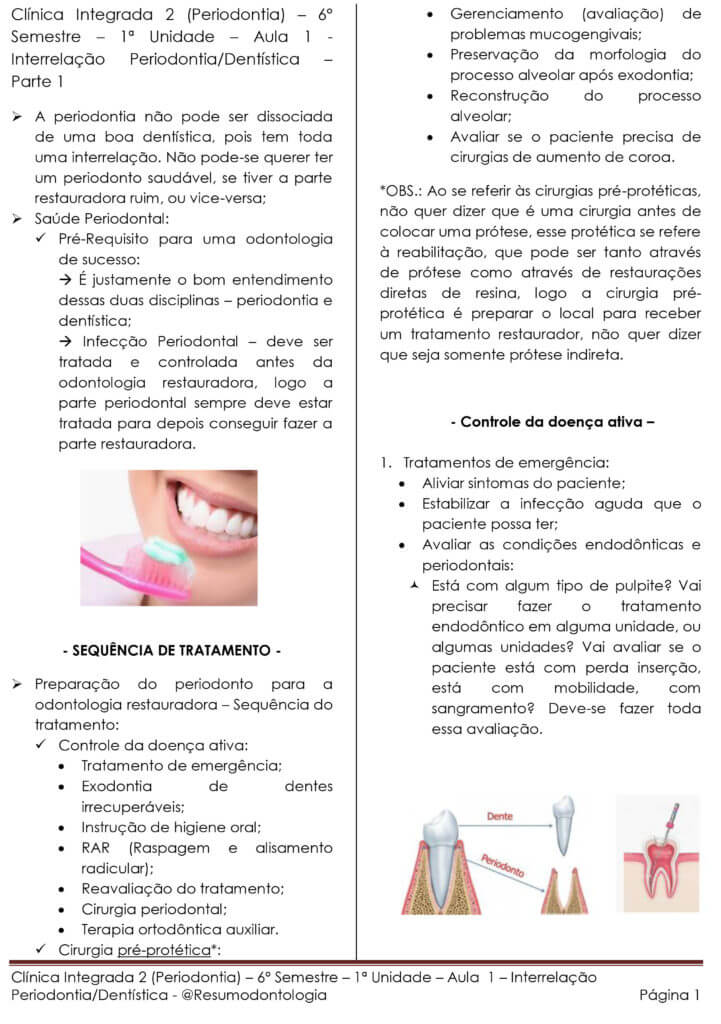 Clínica Integrada 2 (Periodontia) – 6º Semestre – 1ª Unidade – Aula 1 - Interrelação Periodontia-Dentística - Parte 1-1